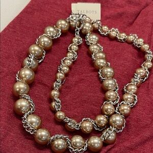 Talbots Metallic Pearl Necklace with Silver Accents SOLD